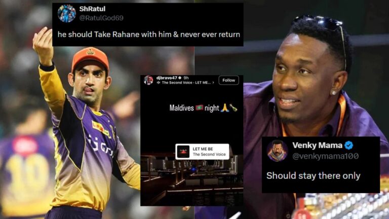 KKR Crisis: Fans Slam Dwayne Bravo’s Maldives Trip, Demand Gautam Gambhir’s Return