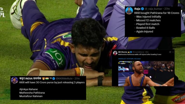 KKR Fans Frustrated as Matheesha Pathirana Injured on Debut